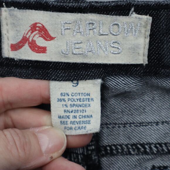 Farlow Jeans Pants Womens 9 Black Denim Flat Front Bootcut Pockets Jeans - Picture 2 of 16